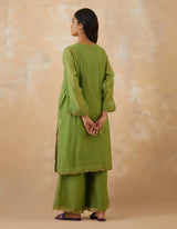 EMBROIDERED TUNIC TROUSER SET- MATCHA