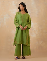 EMBROIDERED TUNIC TROUSER SET- MATCHA