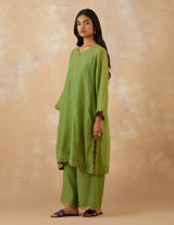 EMBROIDERED TUNIC TROUSER SET- MATCHA