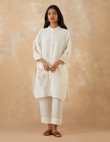 EMBROIDERED TUNIC TROUSER SET- VANILLA