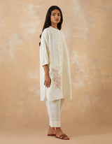 EMBROIDERED TUNIC TROUSER SET- VANILLA