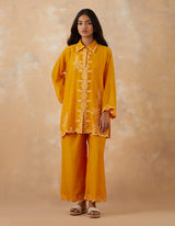EMBROIDERED TUNIC TROUSER SET- APRICOT