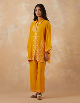 EMBROIDERED TUNIC TROUSER SET- APRICOT