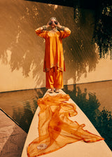 HAND-EMBROIDERED TUNIC & PANTS SET- BURNT ORANGE
