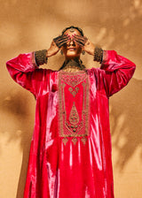 EMBROIDERED TUNIC TROUSER SET- HOT PINK