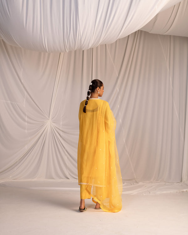 HAND EMBROIDERED DUPATTA- MANGO YELLOW