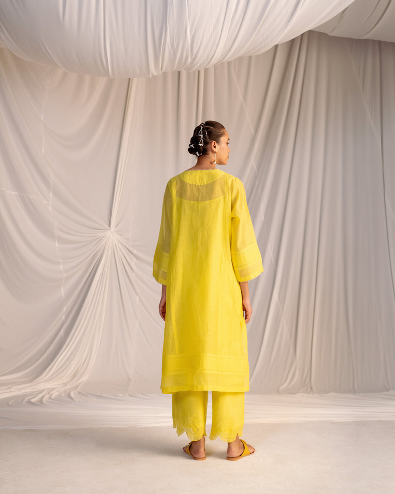 EMBROIDERED TUNIC TROUSER SET- LIME GREEN