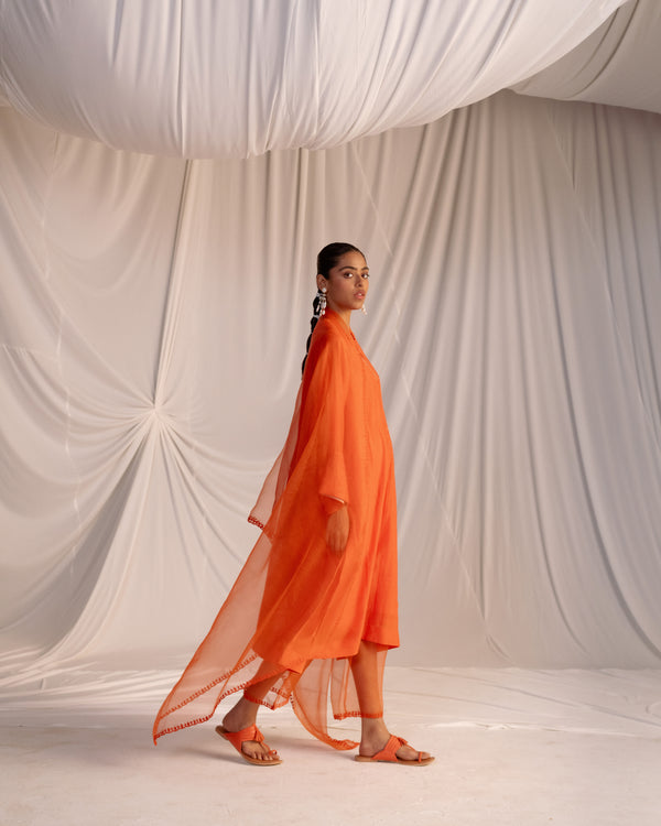 EMBROIDERED TUNIC TROUSER SET- RUST ORANGE
