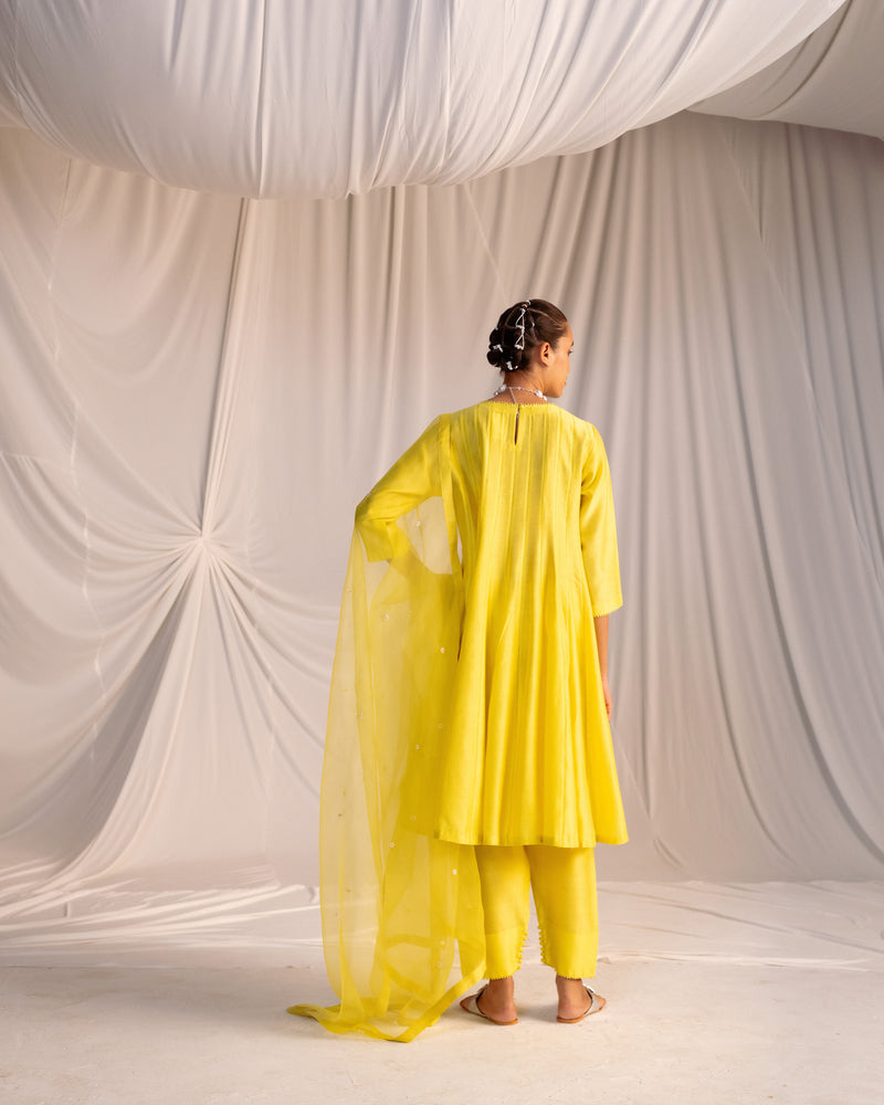 EMBROIDERED TUNIC TROUSER SET- LIME GREEN