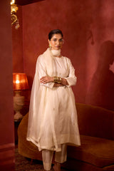 EMBROIDERED TUNIC TROUSER SET- PEARL