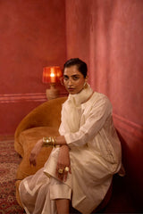 EMBROIDERED TUNIC TROUSER SET- PEARL