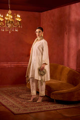 EMBROIDERED TUNIC TROUSER SET- PEARL