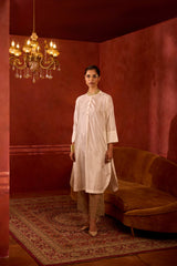EMBROIDERED TUNIC TROUSER SET- PEARL OAT