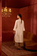 EMBROIDERED TUNIC TROUSER SET- PEARL OAT