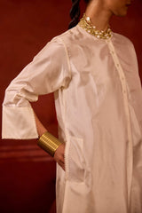 EMBROIDERED TUNIC TROUSER SET- PEARL OAT