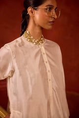 EMBROIDERED TUNIC TROUSER SET- PEARL OAT