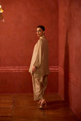 EMBROIDERED TUNIC TROUSER SET- OAT
