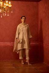 EMBROIDERED TUNIC TROUSER SET- OAT