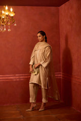 EMBROIDERED TUNIC TROUSER SET- OAT