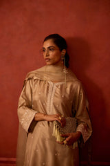 EMBROIDERED TUNIC TROUSER SET- OAT