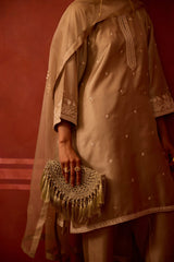 EMBROIDERED TUNIC TROUSER SET- OAT