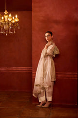 EMBROIDERED TUNIC TROUSER SET- OAT PEARL