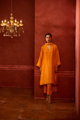 EMBROIDERED TUNIC TROUSER SET- APRICOT