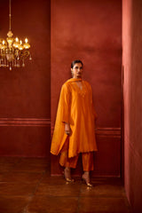 EMBROIDERED TUNIC TROUSER SET- APRICOT