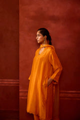 EMBROIDERED TUNIC TROUSER SET- APRICOT