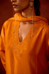 EMBROIDERED TUNIC TROUSER SET- APRICOT