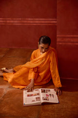 EMBROIDERED TUNIC TROUSER SET- APRICOT