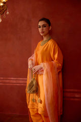 EMBROIDERED TUNIC TROUSER SET- APRICOT
