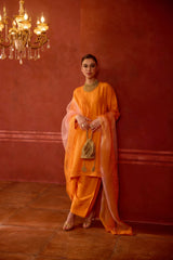EMBROIDERED TUNIC TROUSER SET- APRICOT