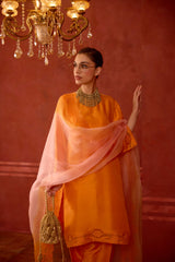 EMBROIDERED TUNIC TROUSER SET- APRICOT