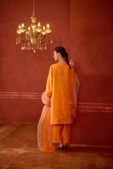 EMBROIDERED TUNIC TROUSER SET- APRICOT