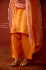 EMBROIDERED TUNIC TROUSER SET- APRICOT