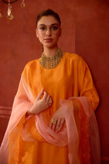 EMBROIDERED TUNIC TROUSER SET- APRICOT