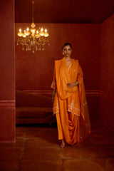 HAND EMBROIDERED DUPATTA- APRICOT