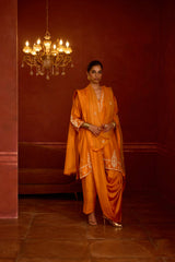 HAND EMBROIDERED DUPATTA- APRICOT