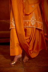 EMBROIDERED TUNIC TROUSER SET- APRICOT