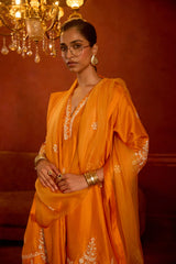 EMBROIDERED TUNIC TROUSER SET- APRICOT
