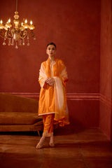 EMBROIDERED TUNIC TROUSER SET- APRICOT