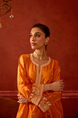 EMBROIDERED TUNIC TROUSER SET- APRICOT