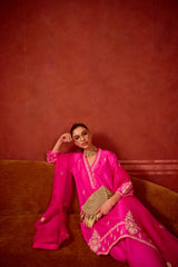 HAND EMBROIDERED DUPATTA- HOT PINK