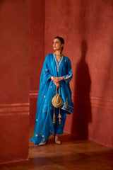 HAND EMBROIDERED DUPATTA-  TURQ