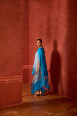 EMBROIDERED TUNIC TROUSER SET- TURQ