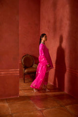 EMBROIDERED TUNIC TROUSER SET- HOT PINK