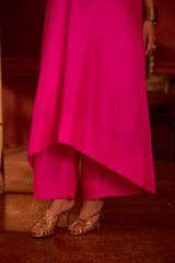 EMBROIDERED TUNIC TROUSER SET- HOT PINK
