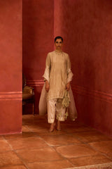 EMBROIDERED TUNIC TROUSER SET- OAT/PEARL