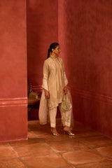 EMBROIDERED TUNIC TROUSER SET- OAT/PEARL
